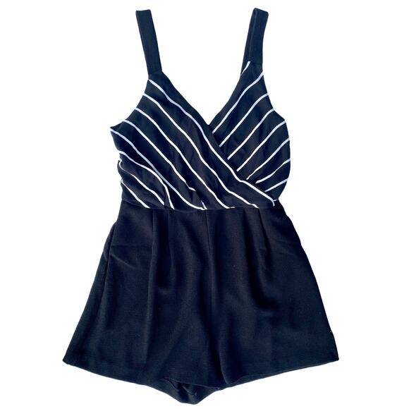 MINKPINK Moonshine Wrap Front Romper Black Striped Women's Size Small - Picture 6 of 14